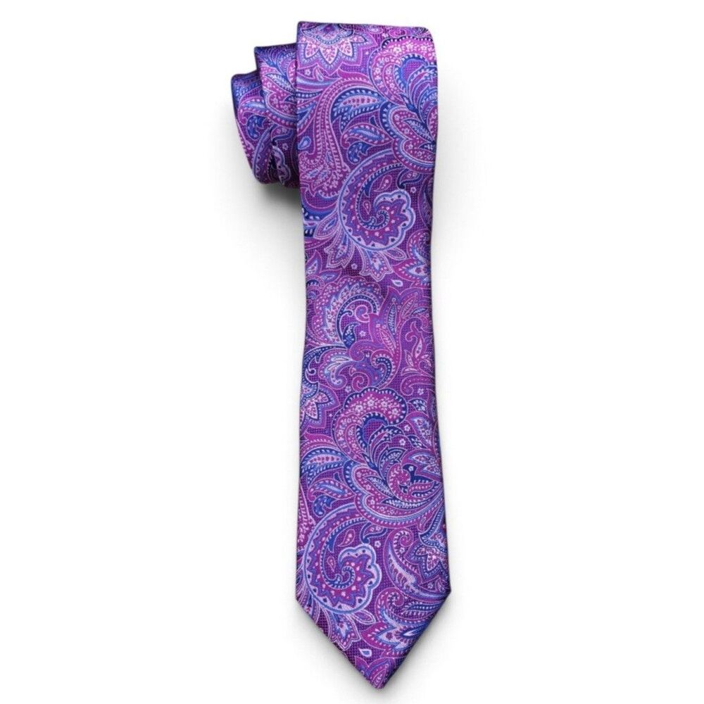 NWT Ted Baker 100% Silk Tie Made In Italy Purple Large Paisley